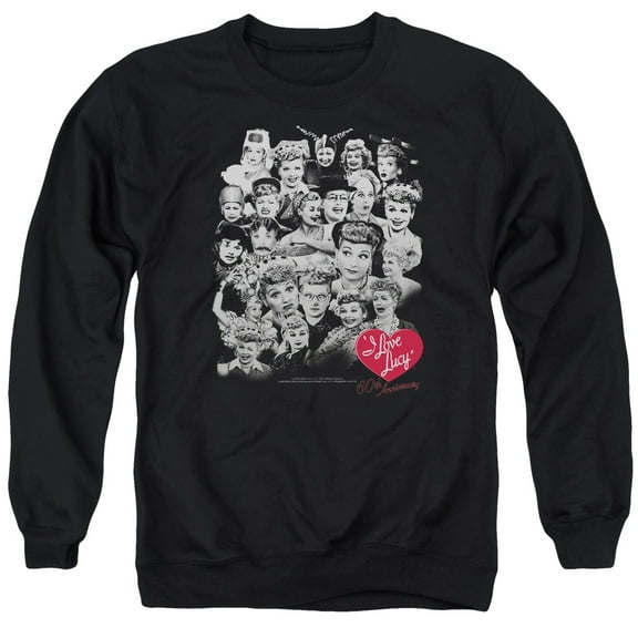 Men's I Love Lucy 60 Years Of Fun Sweatshirt Medium Black