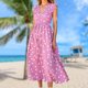 thumbnail image 5 of Vestidos de playa para mujer Abrigo floral Cuello en V Moda fluida para ir de compras (Rosa L) FLhrweasw Para estrenar, 5 of 8