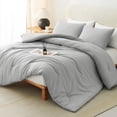 thumbnail image 1 of Juego de Edredón King Size CozyLux 3 Piezas Gris Claro Acolchado, 1 of 9