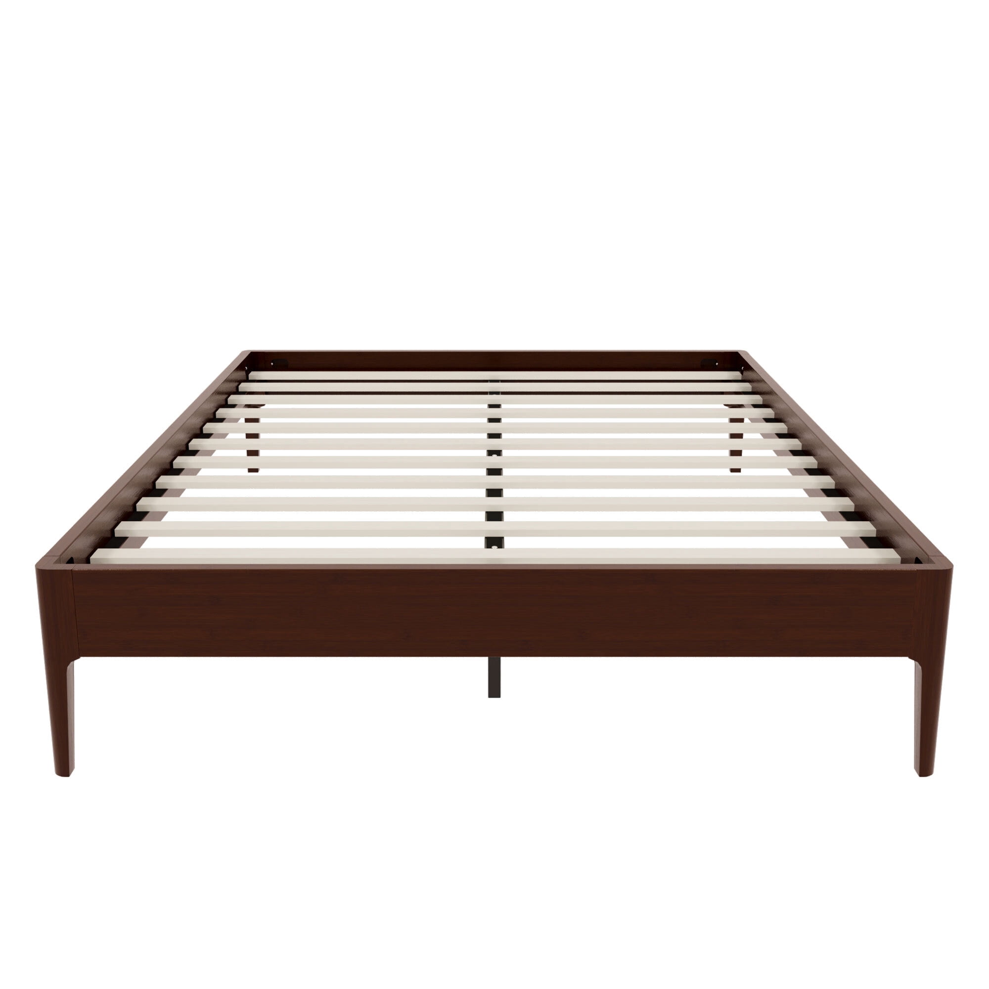 Euroco Bamboo Wood Platform Bed, Queen Size Minimalist Style Bed, Chocolate