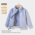 thumbnail image 3 of GYRATEDREAM Toddler Boys Girls Fleece Jacket Baby Autumn Winter Solid Thickened Zipper Long Sleeve Stand Collar Coat Kids Warm Coral Velvet Outwear Blue for 12M-15T, 3 of 8
