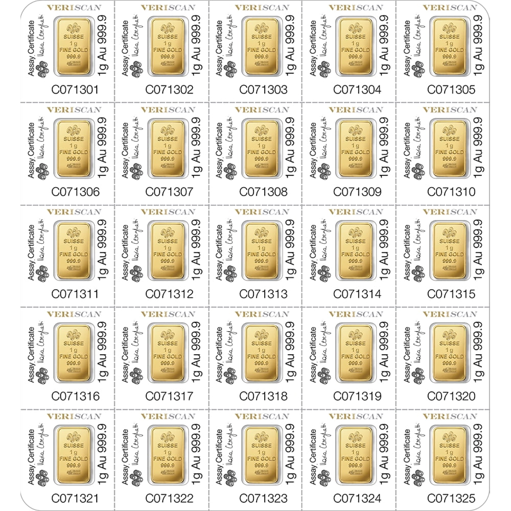 25 X 1 Gram Divisible PAMP Suisse MULTIGRAM Gold Bar