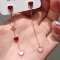thumbnail image 1 of 1 Paire de Boucles d'Oreilles Pendantes en Forme de Cœur pour Femmes, Style Coréen, Été, 1 of 9