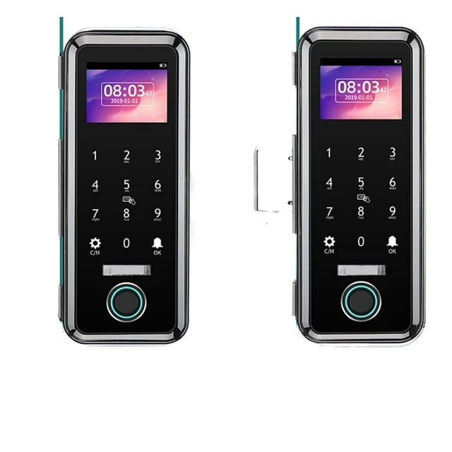 Door Lock, Fingerprint Door Lock For Glass Wooden Metal Door No Limited Smart Home WeChat APP Control Sliding Door Smart Keypad Gate Opener ,Easy to Install
