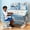 Blue, variant on YNCE Small Desk, Kids Study Desk Chair Set, Height Adjustable Children School Study Table Chair Set with Sitting Corrector, Ergonomic Desk Chair with Book Stand, Foot Pedal, Partition Design