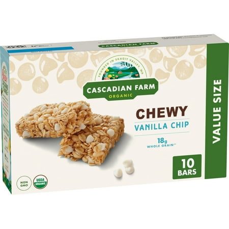 Cascadian Farm Organic Vanilla Chip Chewy Granola Bars, Value Size, 10 Bars, 12.3 oz.