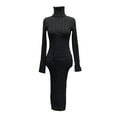 thumbnail image 4 of Ediodpoh Women Long Sleeve Turtleneck Sweater Dresses Knitted Bodycon Midi Sweater Dresses for Elegant Black S, 4 of 4