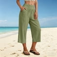 thumbnail image 6 of BUIGTTKLOP Capri Pants for Women High Waisted Comfy Capris Wide Leg Palazzo Lounge Cropped Pants with Pockets, 6 of 6