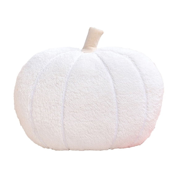 Pumpkin-Shaped Sofa Cushion for Fall and Holiday Home Decor - Soft Velour Pillow for Thanksgiving, Halloween, and Seasonal Interior Styling(White)