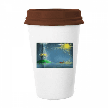

Silent Night Lighthouse Fairy Fuying Painting Mug Coffee Drinking Glass Pottery Cerac Cup Lid