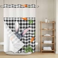 thumbnail image 6 of No Hook Shower Curtain with Snap in Liner, Easter Lovely Bunny with Carrots Waterproof Fabric Bathroom Curtain Mesh Top Window, Watercolor Black White Plaid Shower Curtains 48x72in, 6 of 9