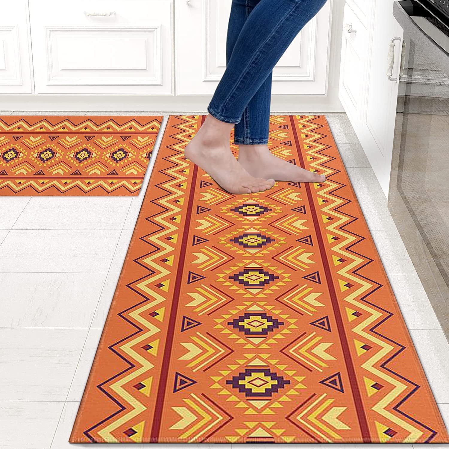 DECOMALL Maila Washable Rug Doormat 2x3, Rubber Backed Non-Slip  Rugs, Kitchen Rug, Entryway Mats Indoor, Accents Rug, Small Red Traditional  Distressed Vintage Boho Rugs, Foldable Rug, rv Carpet : Home 