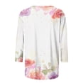 thumbnail image 4 of Tmtolofot Graphic Tees For Womens,Women Summer Casual Round Neck T Shirts,Womens Petals Printed 3/4 Sleeves T-Shirt,Ladies Comfy Lightweight Tunic Blouses, 4 of 4