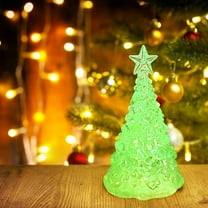 FEOLGEHLY 4 inch Mini Tabletop Christmas Tree Night Light, Battery Operated Plastic Lighted Christmas Tree for Home Office Fireplace Christmas Holiday Decoration Festive Decor Gift