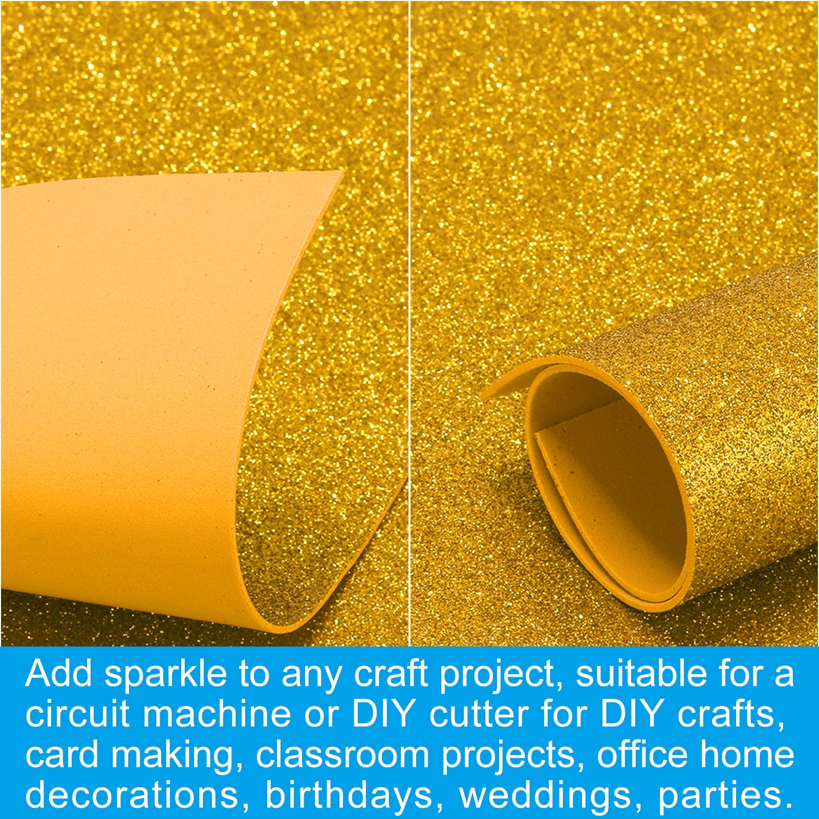Uxcell 2mm(1/10") Thick Non Adhesive Glitter Foam Sheet 16x24inch(40x60cm) Yellow, EVA Shiny Foam Board for Craft, 6 Pcs