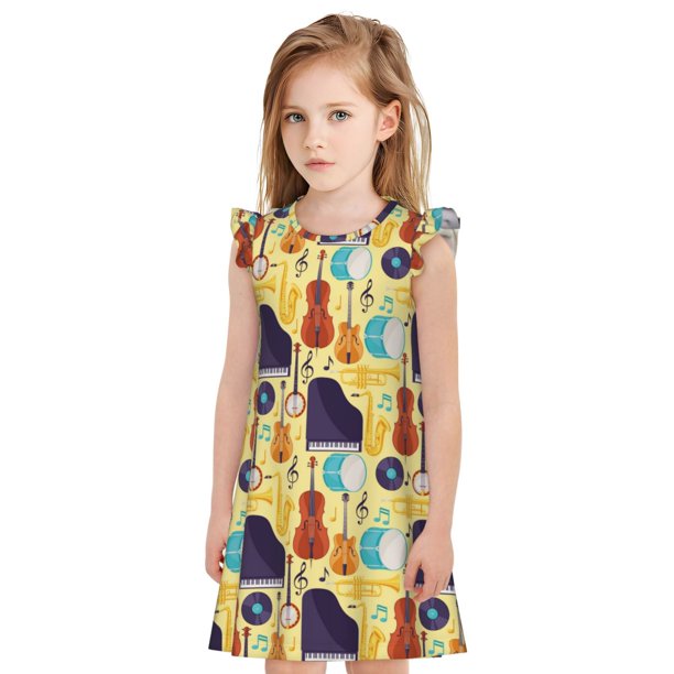 Balery Musical Instruments Camisón de princesa para niñas, pijama de algodón con mangas abullonadas, suave y bonito.-XX-Large
