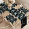 thumbnail image 2 of Ambesonne Abstract Table Runner & Placemats, Minimalist Shapes Design, Placemat 4 pcs + Runner 14"x90", Dark Violet Blue Ecru, 2 of 2