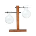 thumbnail image 1 of Flowerpots with Dish Ceramic, Hydroponic Wood Frame with Glass Vase Water Glass Vase Simple Retro Vase Rack Flower Pot with Tray Plants Terrarium Clear Vase with Wooden Stand, Flower Pots, 1 of 6