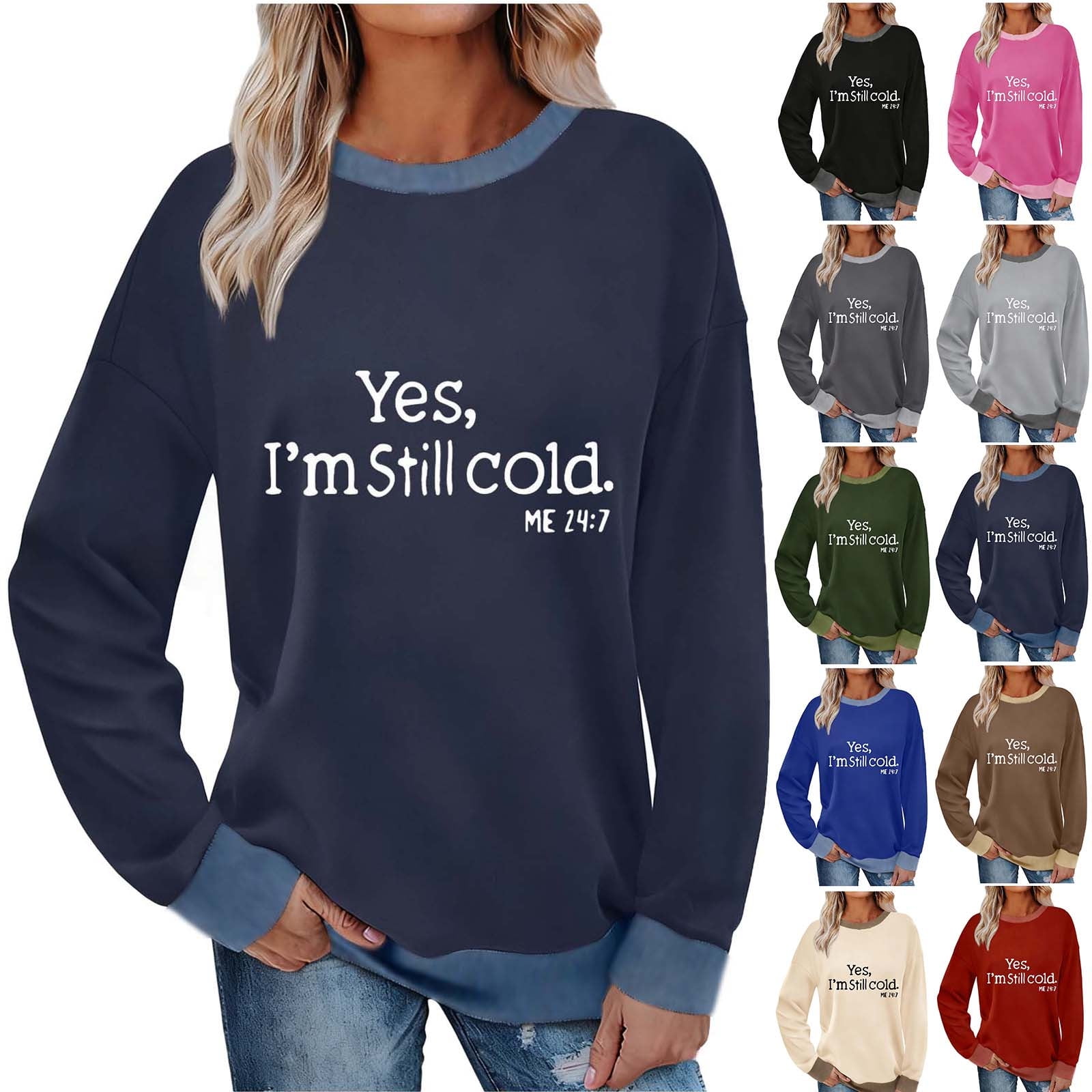 XPMWRP Women s Crewneck Long Sleeve Loose Sweatshirts Vintage Funny Letter Printed Fashionable Casual Pullovers Tops Army Green S