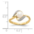thumbnail image 3 of Real 14kt Yellow Gold Diamond and FW Cultured Pearl Ring Size: 7; for Adults and Teens; for Women and Men, 3 of 5