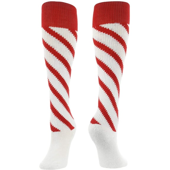 TCK Candy Stripe Knee High Softball Socks Soccer White/Scarlet/Scarlet Medium