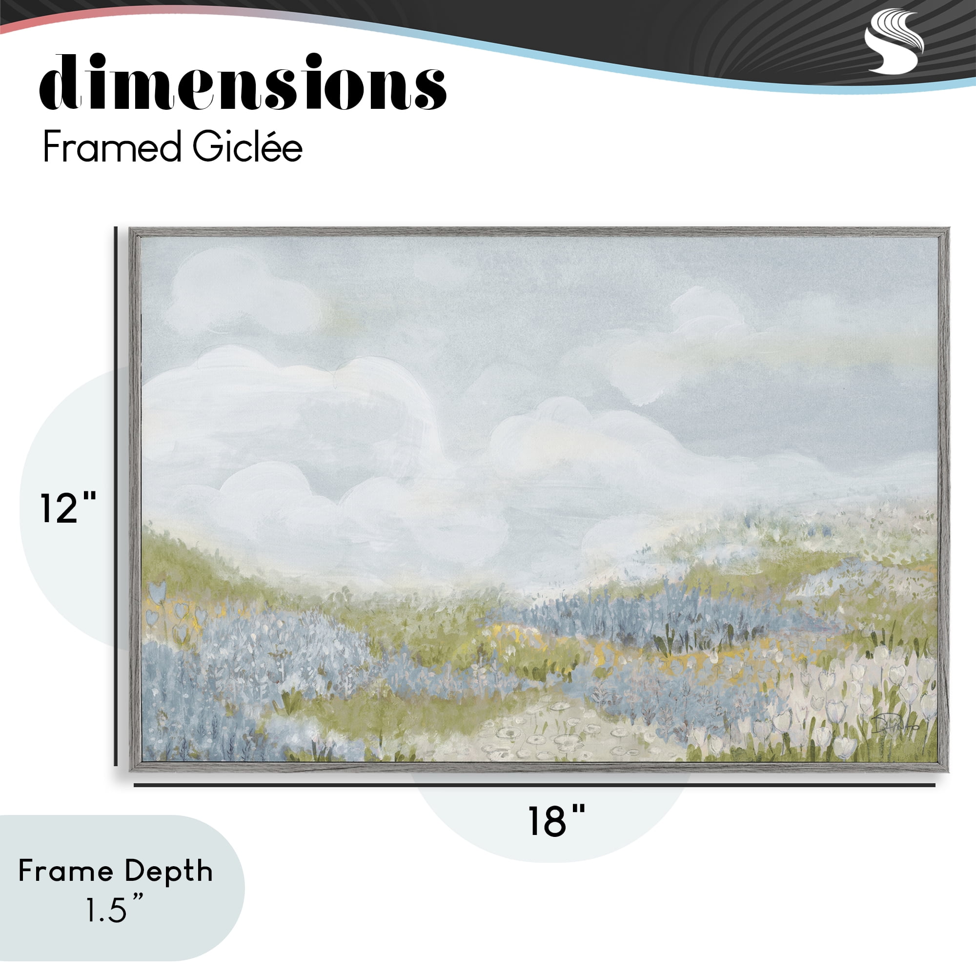 Stupell Industries Blue Floral Meadow Gray Framed Giclee Art, design by Patricia Pinto