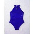 thumbnail image 6 of inhzoy Kids Girls Sequins Halter Gymnastic Dance Leotard Ballet Contemporary Dancewear Bodysuit Royal Blue 12, 6 of 7