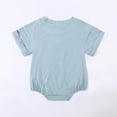 thumbnail image 3 of Tao Tao Baby Boy Girl Bubble Romper Solid Color Bodysuit Short Sleeve Organic Cotton T-Shirt Blue 12 Months, 3 of 8
