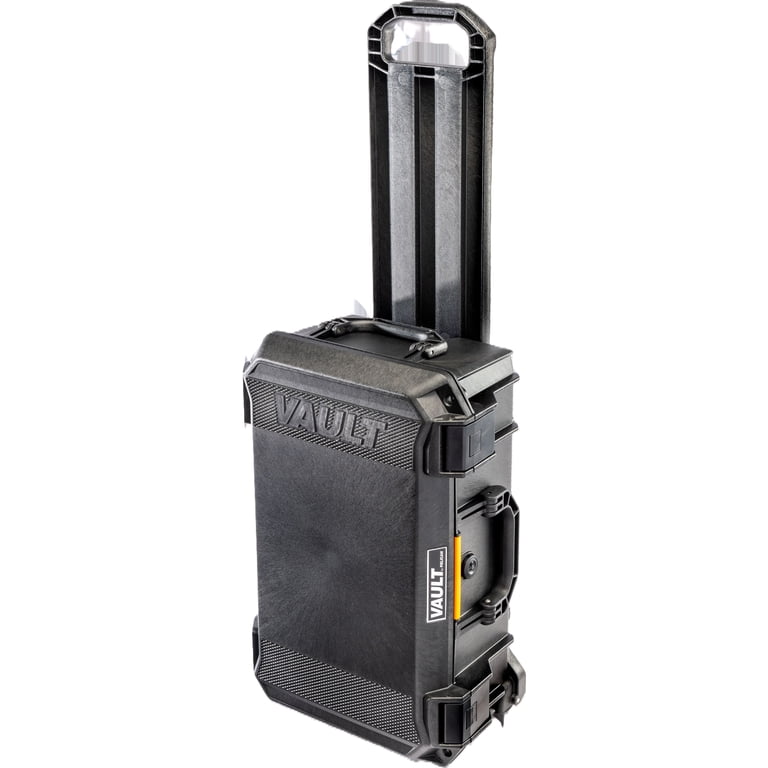 Pelican V525 Vault Rolling Case with Foam, Black - Stainless Steel