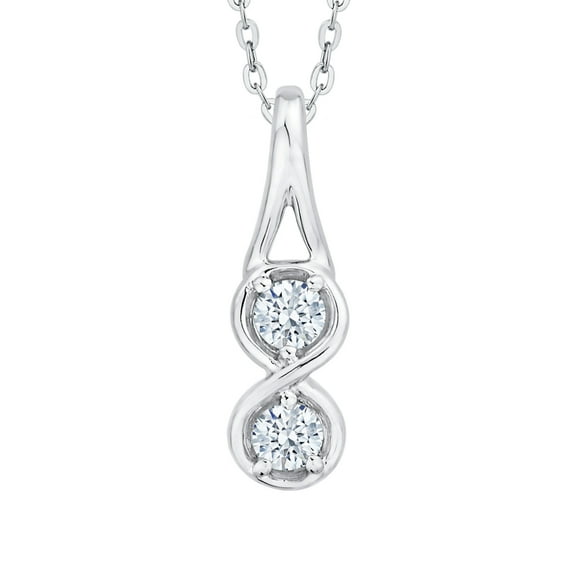 KATARINA Two Diamond Fashion Pendant Necklace in 14K White Gold (1/3 cttw)