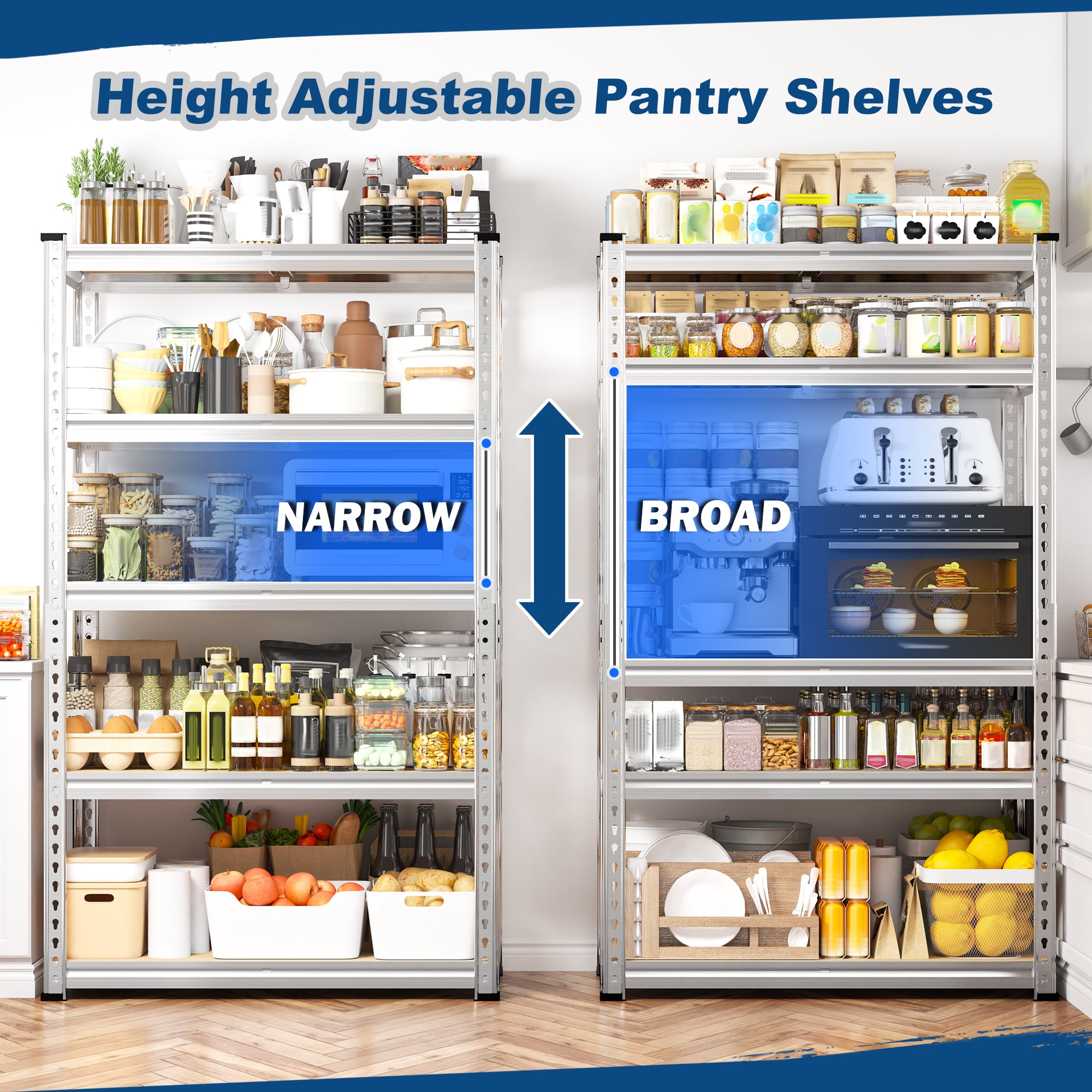 REIBII 5 Tier Storage Shelves 2020LBS Garage Shelving Units Heavy Duty Adjustable Shelf for Warehouse Pantry Closet,28"Lx12"Wx 59.8"H,Galvanized