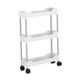 thumbnail image 3 of Carro de almacenamiento delgado, carrito rodante, soporte para frutas, carrito de almacenamiento deslizante, carrito organizador de baño para oficina, 3 capas simples, 3 of 8