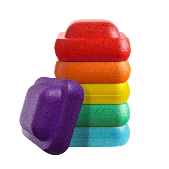 Soft Foam Stepping Stones Rainbow Obstacle Course for Kids, Develops Balance and Coordination, 6-Pack