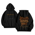 thumbnail image 2 of idosla Hoodies for Women Trendy Jesus Loves You Hoodie Oversized Long Sleeve Christian Sweatshirts Outfit (Black, L), 2 of 7