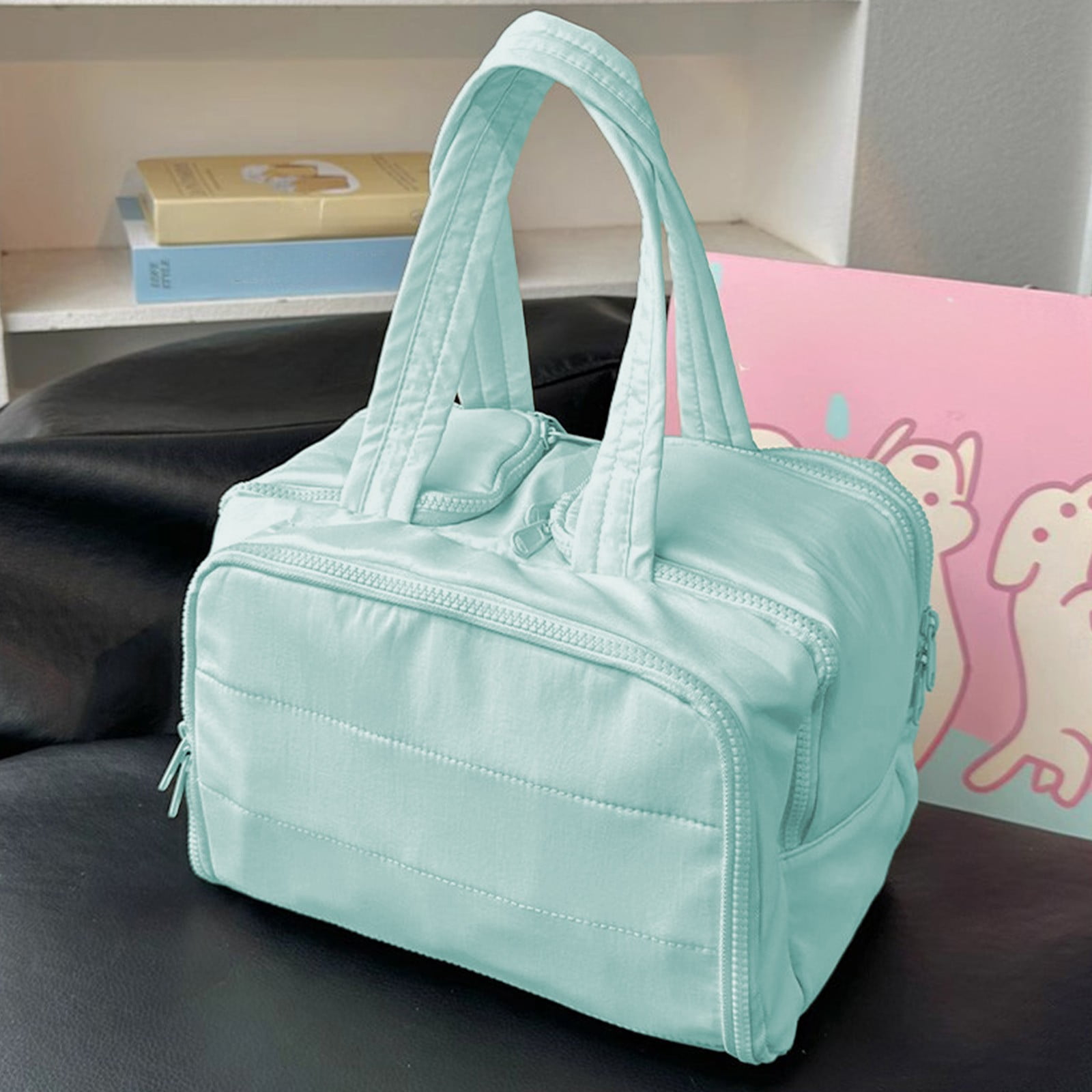 Travel Toiletry Bag, Lightweight Large Wide-Open Travel Bag for Women, Puffy Cosmetic Makeup Bag Organizer with Handle for Accessories, Essentials, Toiletries, Blue