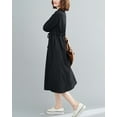 thumbnail image 3 of Women Half Sleeves Summer Calf Length V-Neck Midi Dresses GA2268 Black, 3 of 5