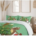 thumbnail image 6 of Ambesonne Christmas Duvet Cover Sets, Santa Bear Deer Penguin, 2-King, Peacock Green Multicolor, 6 of 7