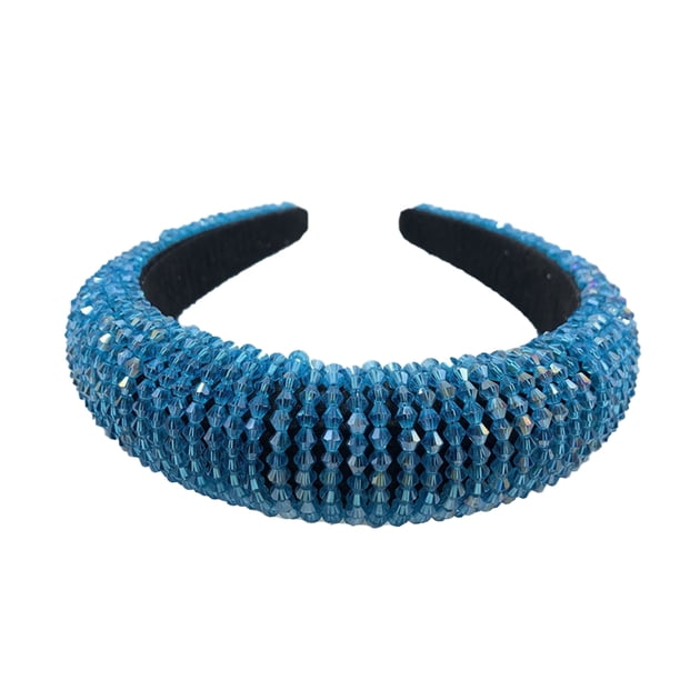 Minnieouse Diademas con cuentas de cristal brillantes, tocados de moda de diamantes de imitación flexibles para mujer, adorno de boda, colorido brillante Accesorio para el cabello azul fluorescente Minnieouse AP010971-22B