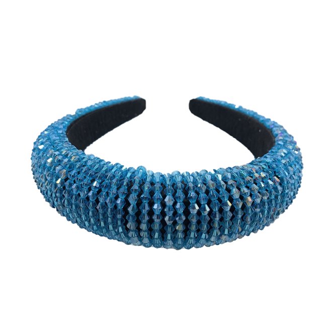 Diademas con cuentas de cristal, diamantes de imitación flexibles, tocados de moda para el cabello para mujer, accesorios de colores brillantes Accesorio para el cabello azul fluorescente Guardurnaity AP010971-22B