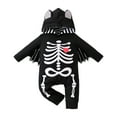 thumbnail image 3 of Krdevn Kids' Halloween Romper - Long Sleeve Hooded with 3D Bat & Skeleton Print, Soft Cotton Jumpsuit,Size:6-9 Months, 3 of 7