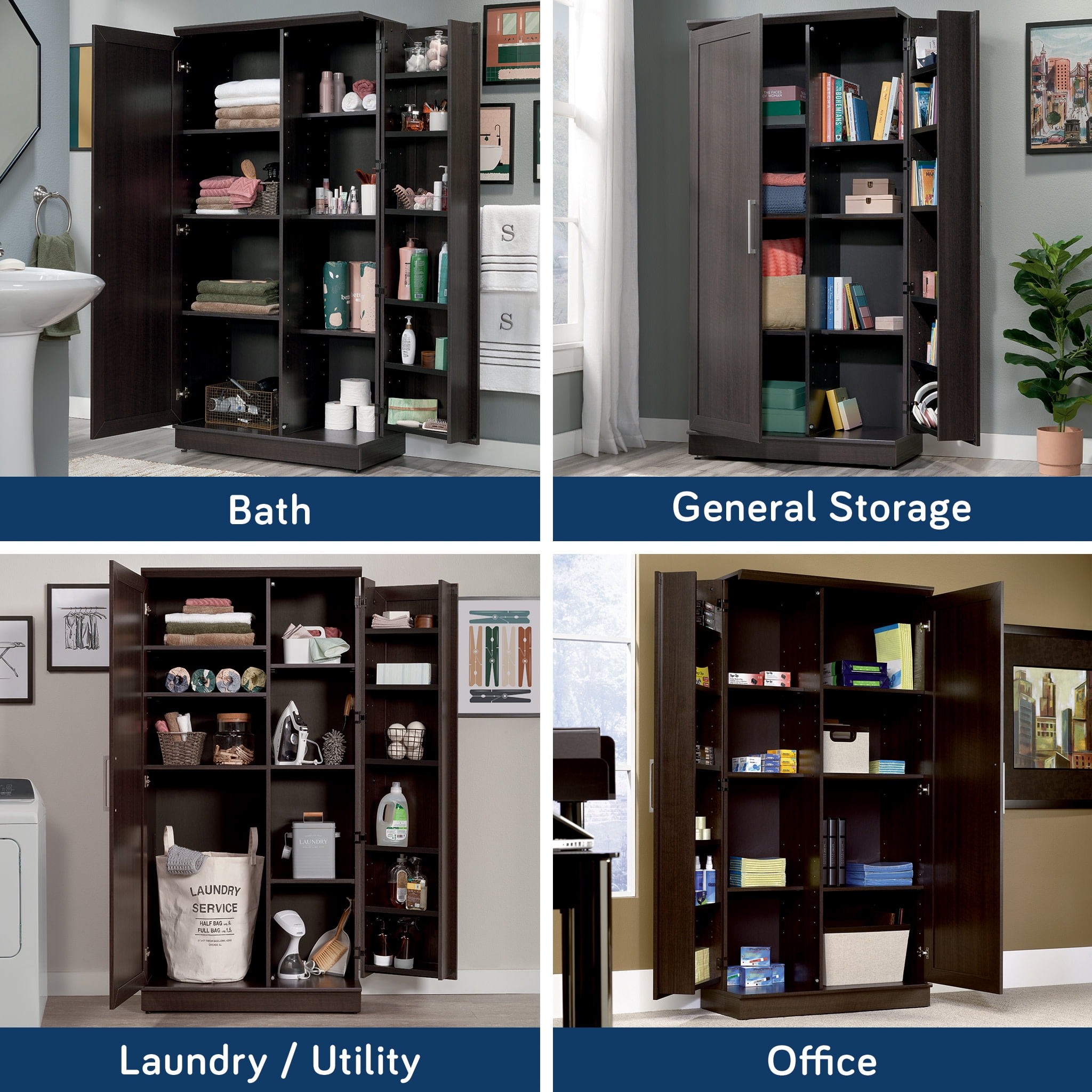Sauder HomePlus Large Storage Cabinet with Tall Doors Shelves Dakota Oak Finish Walmart
