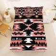thumbnail image 5 of jejeloiu Bold Tribal Bed Sheets For Girls,Geometric Print Full Size Sheets,Pink Black,4-Piece,1 Flat Sheet, 1 Fitted Sheet and 2 Pillowcases, 5 of 6