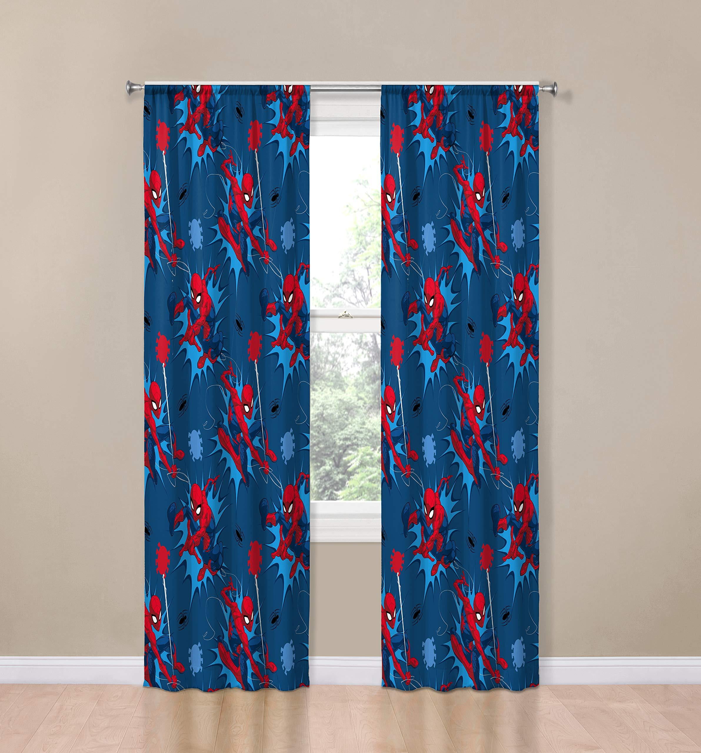 Marvel Spiderman Spidey Daze 2 Panels Drapes Set - 84 Inch Long - Superhero Kids Room Accessories