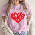 thumbnail image 2 of WREESH Women's Graphic Tee Shirts Valentine's Day Love Heart Printed T-Shirts for 2025 Spring Summer Tops Valentin Gifts Pink, 2 of 5