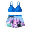 thumbnail image 2 of Ayolanni Blue Best Women's Swimsuits Tropical V-Neck Separate Skirt Two-Piece Sets Bikinis for Teens L, 2 of 8