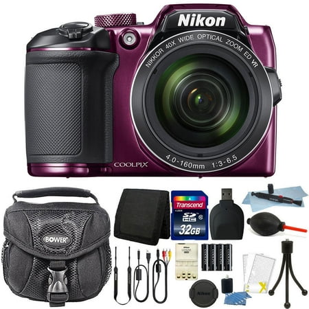 Nikon Coolpix B500 16MP Point and Shoot Digital Camera Plum + 32GB Accessory