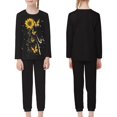 thumbnail image 2 of Renewold Thermal Pajama Set Softness Sunflower Butterfly Pjs Tops Sweatpants Athletic Clothing 2pcs Breathable O-neck Loungewear Sleepwear for Teens 9-10, 2 of 5