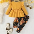 thumbnail image 7 of Jamsmile Toddler Girls Outfits Sets Sunflowers Print Flutter Sleeve Tops And Long Pants 2 Piece Girls Casual Outfits Playwear, 7 of 7