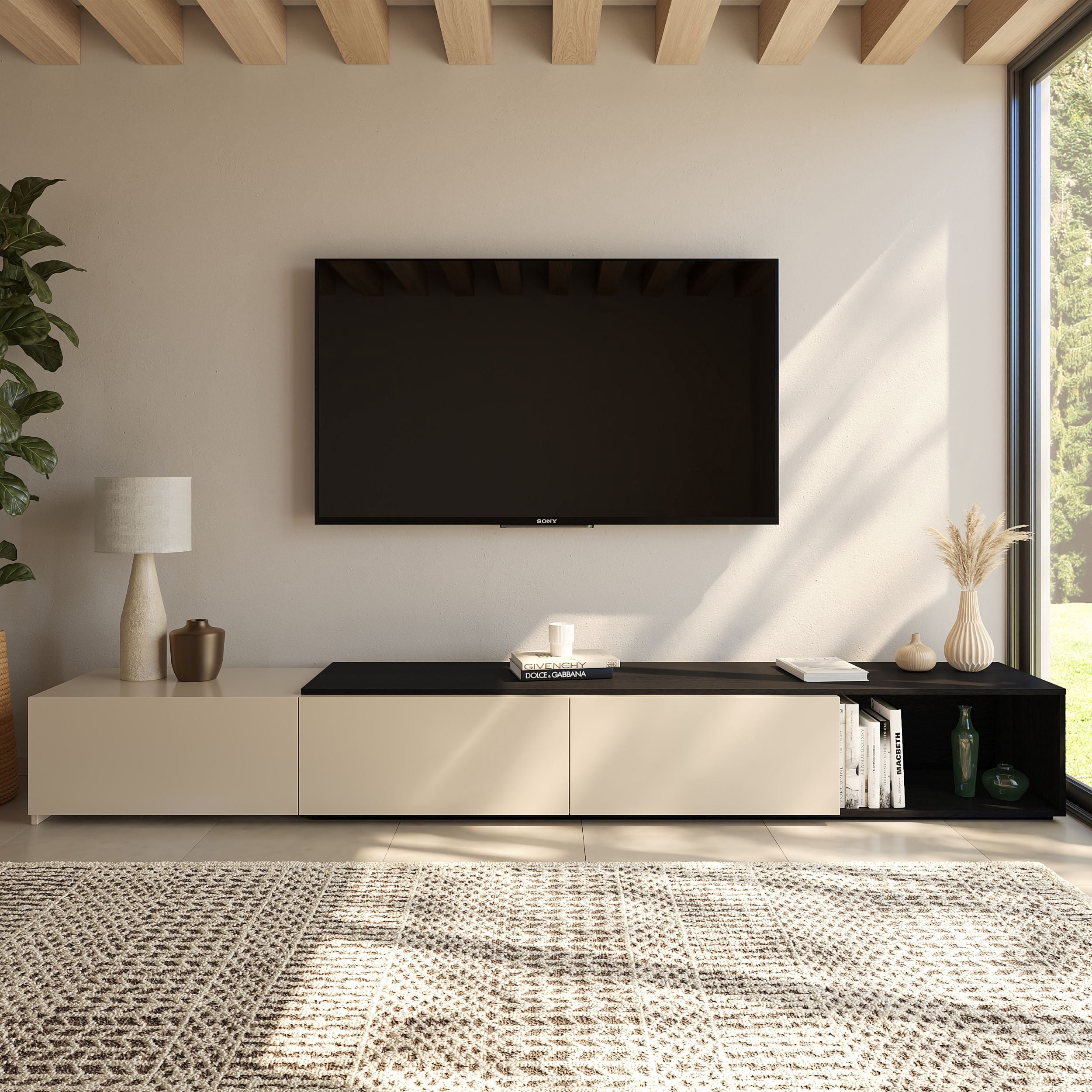 Meuble TV extensible (66 à 108 po) Nexera Arlo, Noir