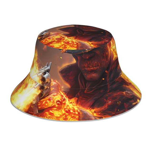 Fotbe Western Fire Cowboy Sombrero Tipo Pescador con Estampado – Sombrero de Sol de Algodón de Moda para Playa, Golf, Pesca